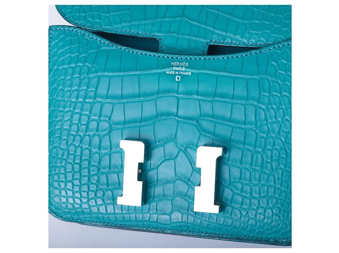 Hermès Constance 18 Turchese (T9) Coccodrillo Opaco – Finiture in Palladio - vista 6