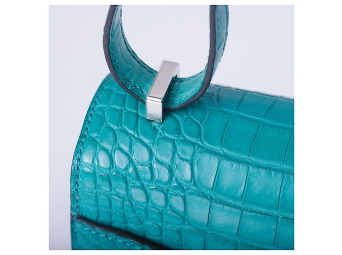 Hermès Constance 18 Turchese (T9) Coccodrillo Opaco – Finiture in Palladio - vista 8