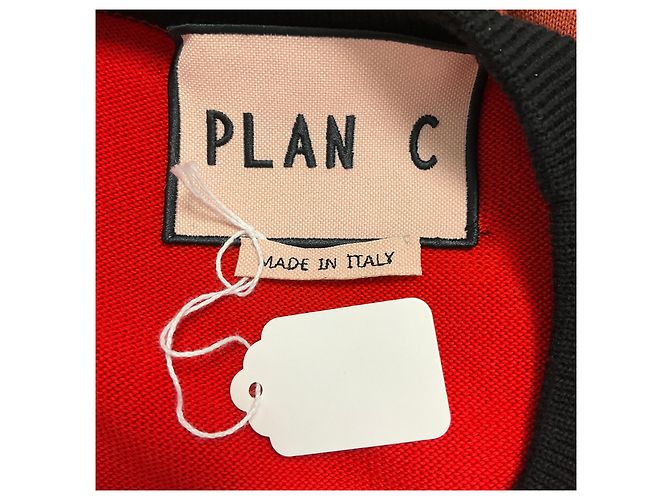 Pull en coton tricoté colorblock rouge / marron / noir Plan C Multicolore - vue 4