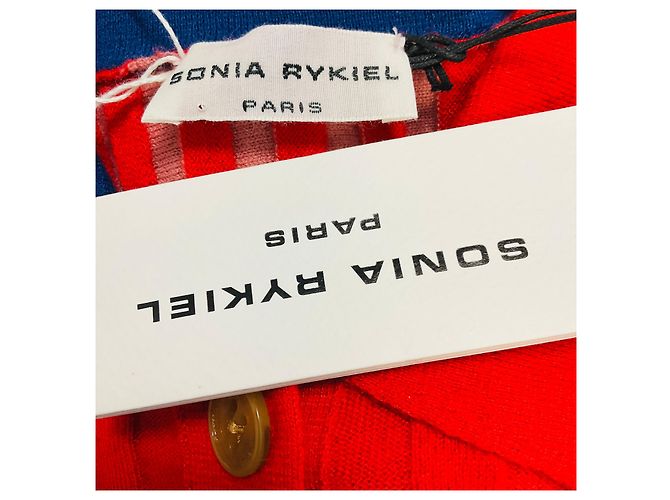 Polo-Pullover aus Cashmere mit roten / marineblauen Streifen von Sonia Rykiel - Ansicht 4