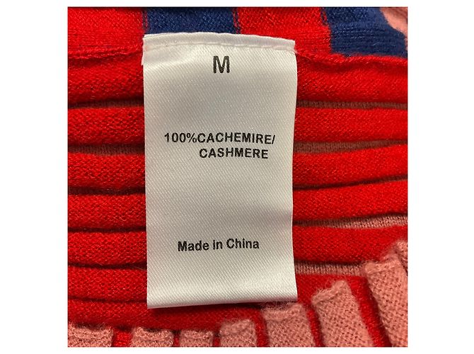 Polo-Pullover aus Cashmere mit roten / marineblauen Streifen von Sonia Rykiel - Ansicht 5