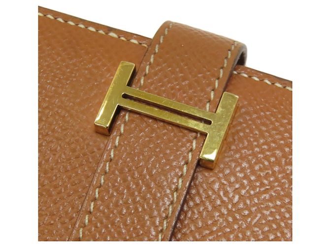 Carteira Hermès Bearn Soufflé em ouro Marrom Dourado - vista 12