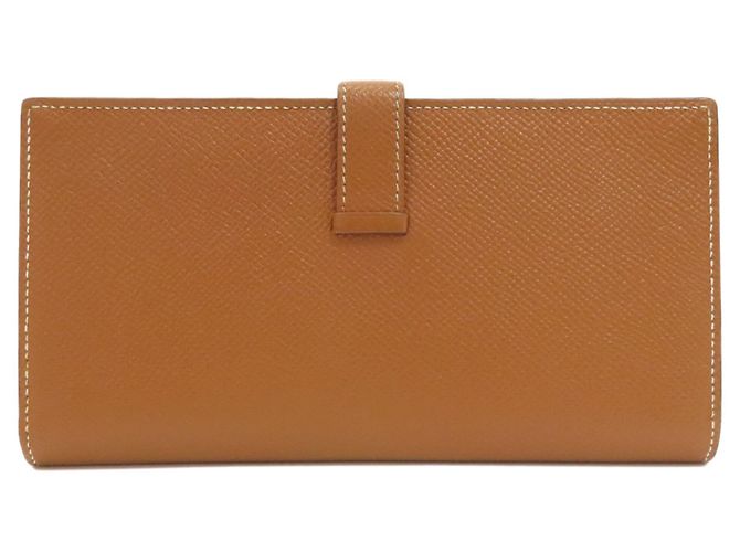 Carteira Hermès Bearn Soufflé em ouro Marrom Dourado - vista 2