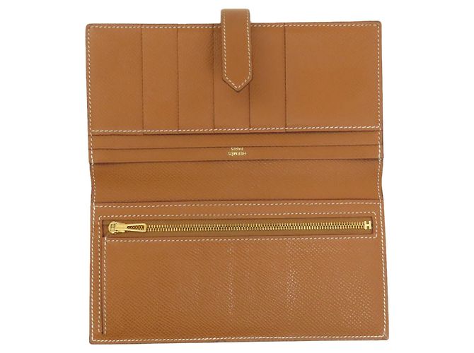 Carteira Hermès Bearn Soufflé em ouro Marrom Dourado - vista 4