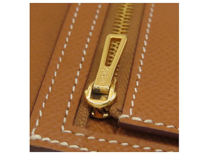 Carteira Hermès Bearn Soufflé em ouro Marrom Dourado - vista 9
