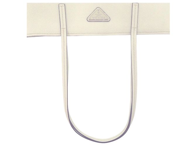 Borsa tote con placca logo triangolo Prada Bianco - vista 4