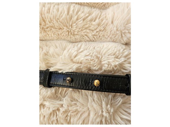 Borsa a spalla Chanel in pelle nera con paillettes blu Nero - vista 7