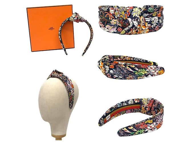 Fascia per capelli in seta Knot Bloom di Hermès Blu navy - vista 2