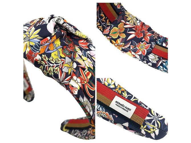 Fascia per capelli in seta Knot Bloom di Hermès Blu navy - vista 3