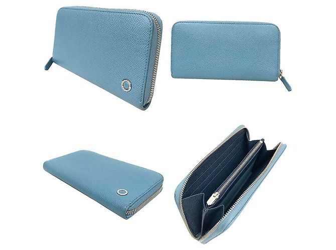 Bulgari Portafoglio lungo in pelle blu chiaro Bvlgari - vista 2