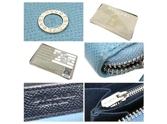 Bulgari Portafoglio lungo in pelle blu chiaro Bvlgari - vista 3