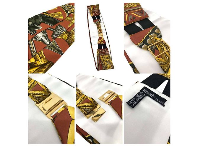 Silk In Hermès Cinturón de Cinta Hermes L'OR DES CHEFS Castaño - vista 3