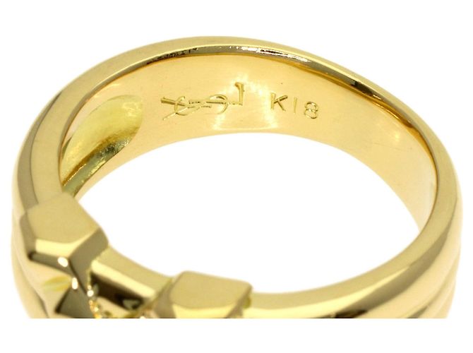Yves Saint Laurent 18K Yellow Gold Y-Motif Band Ring - view 5