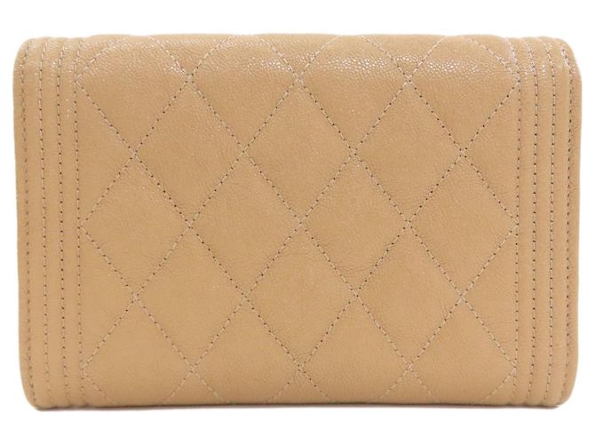 Chanel Boy Geldbörse mit goldener Hardware Beige - Ansicht 2
