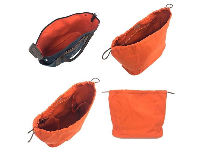 Hermès Groom Putz-Tote Bag Braun Marineblau - Ansicht 3