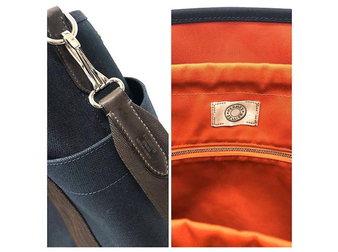 Hermès Groom Putz-Tote Bag Braun Marineblau - Ansicht 4