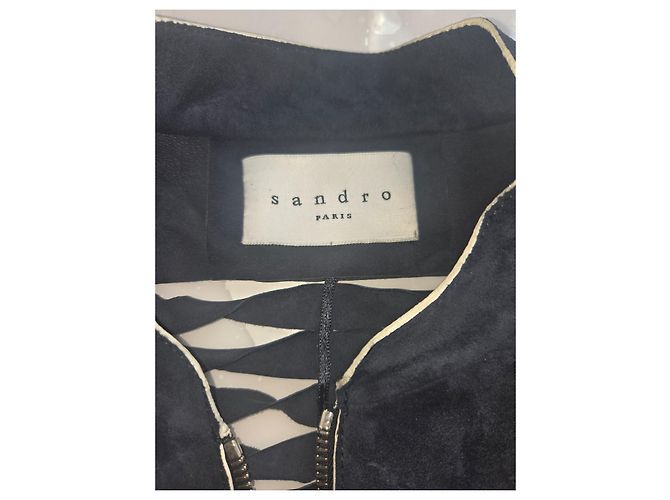 Sandro Lederjacke Marineblau Dunkelblau - Ansicht 4