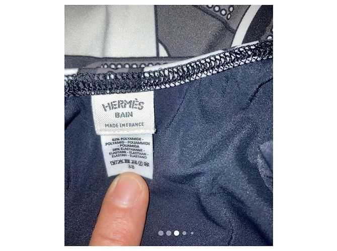 Constance Hermès Badeanzug mit grafischem Muster Schwarz Weiß - Ansicht 2