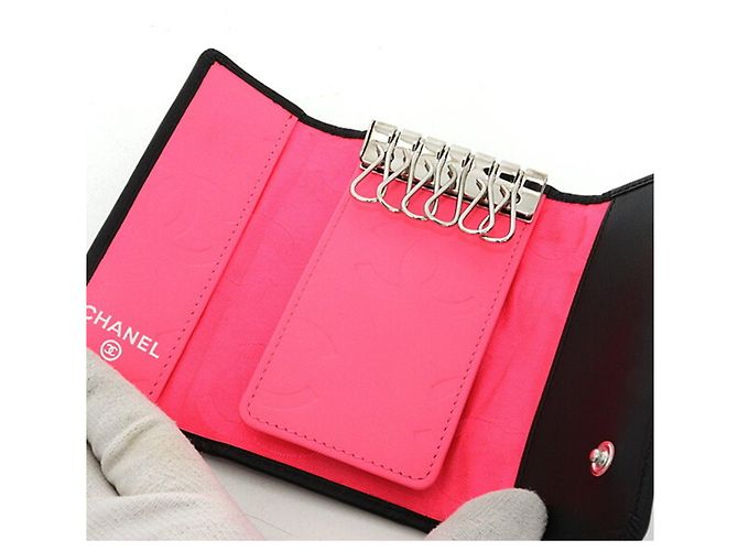 Portachiavi Chanel Cambon Nero Rosa - vista 2