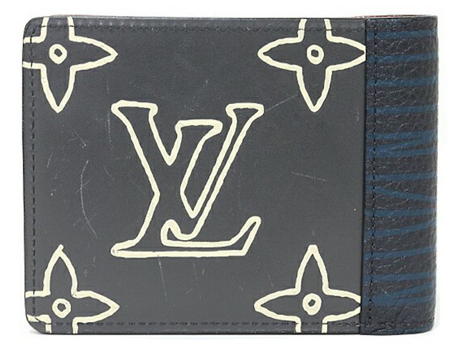Portafoglio bi-fold Monogram Eclipse Louis Vuitton Nero Blu - vista 2