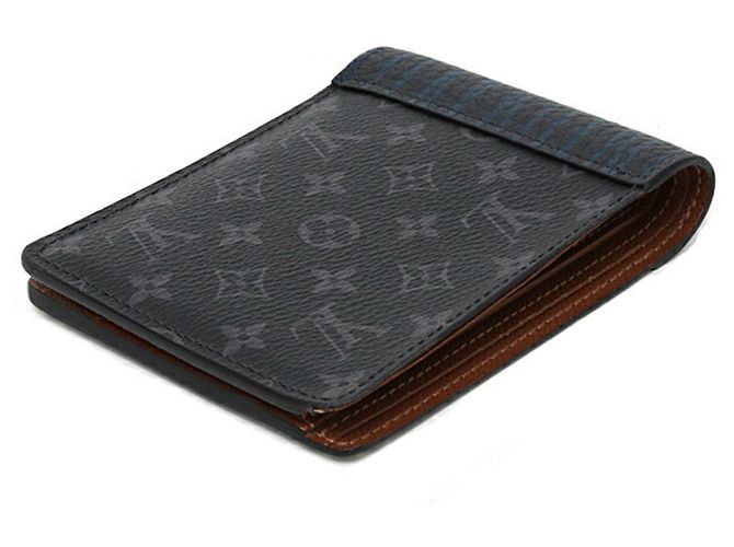 Portafoglio bi-fold Monogram Eclipse Louis Vuitton Nero Blu - vista 4