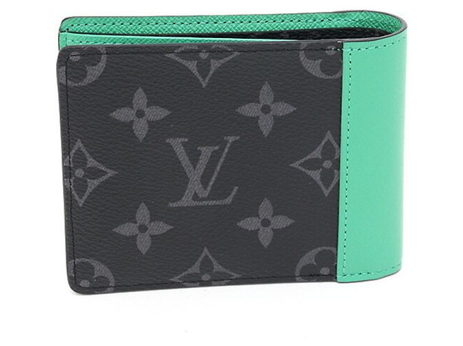 Slender Portafoglio bi-fold Monogram Eclipse Louis Vuitton Verde - vista 4