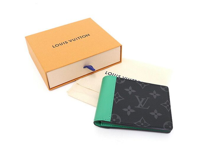 Slender Portafoglio bi-fold Monogram Eclipse Louis Vuitton Verde - vista 6