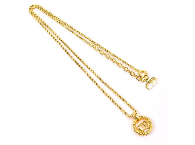Collana Vintage CD Logo Christian Dior D'oro - vista 3