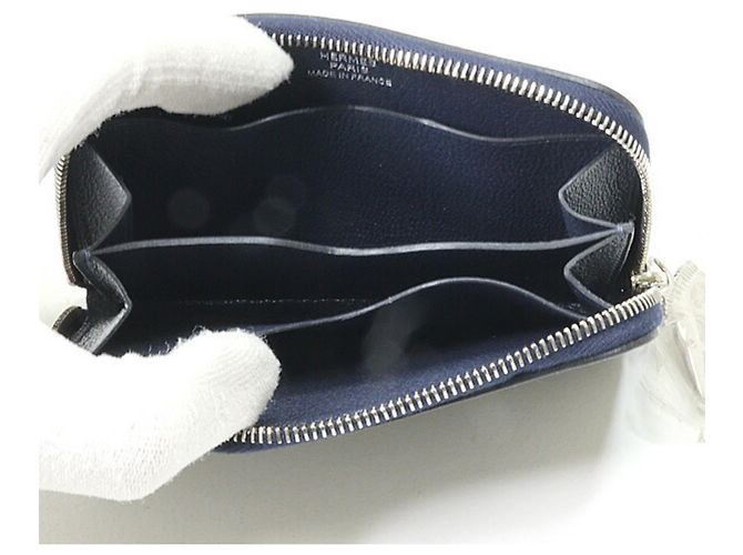 Tarjetero Hermès Zip Ango Cheval en Azul Nuit - vista 2