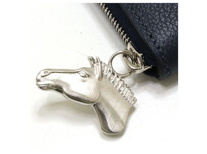 Tarjetero Hermès Zip Ango Cheval en Azul Nuit - vista 5