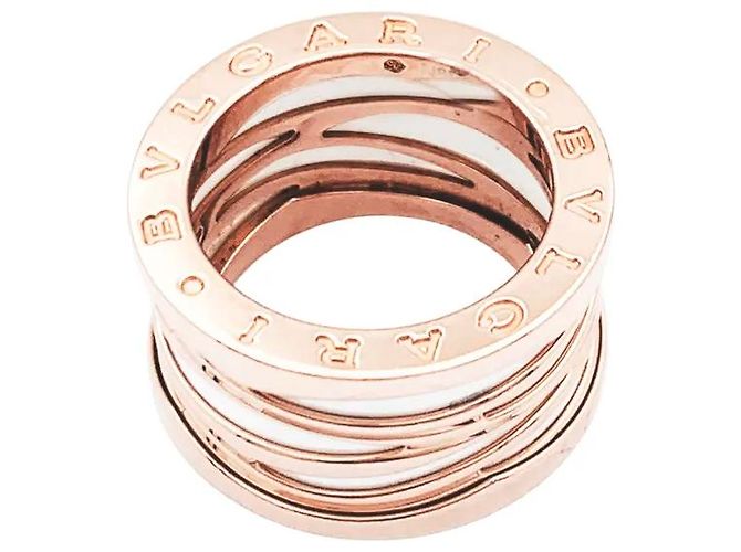 Anello Bulgari 'B.Zero1 Zaha Hadid' in oro rosa e ceramica bianca. - vista 3