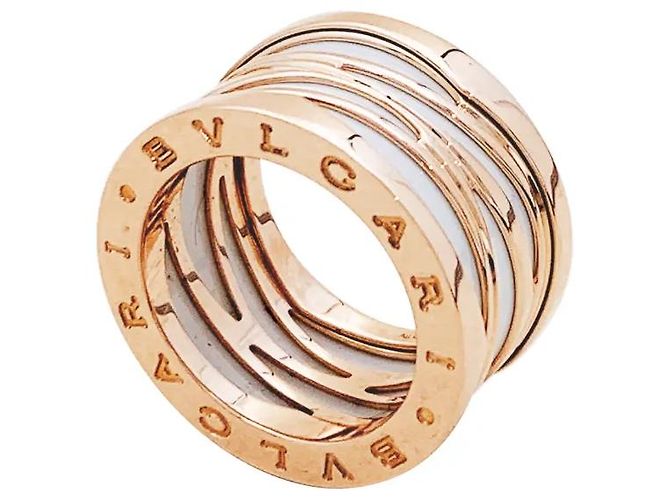 Anello Bulgari 'B.Zero1 Zaha Hadid' in oro rosa e ceramica bianca. - vista 4