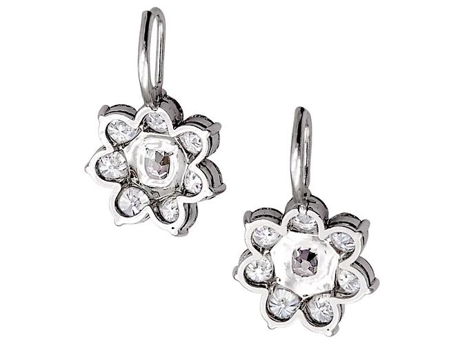 Autre Marque Pendientes de dormir, oro blanco y diamantes. - vista 4