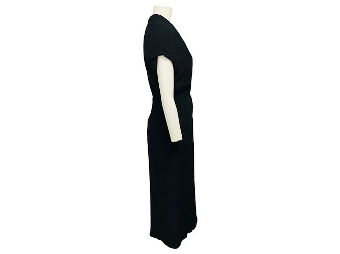 Schwarzes strukturiertes Dillan-Midikleid von Dries van Noten - Ansicht 2