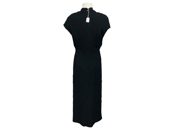 Schwarzes strukturiertes Dillan-Midikleid von Dries van Noten - Ansicht 3