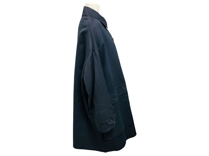 Abrigo oversized de lino y algodón azul marino con bolsillos cargo de Dries van Noten - vista 2