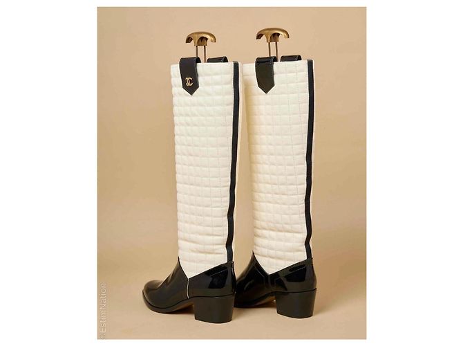 Cambon Chanel Einzigartiges Modell Stiefel Schwarz Aus weiß - Ansicht 3