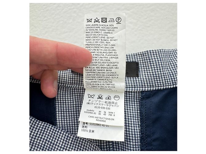 Max Mara Gonna Lunga in Lino Blu Micro Pied-de-Poule - vista 3
