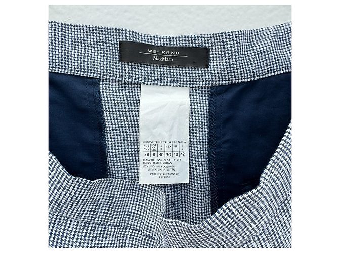 Max Mara Gonna Lunga in Lino Blu Micro Pied-de-Poule - vista 4
