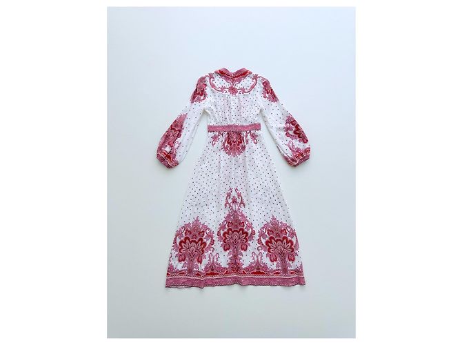 Vestido midi Zimmermann Bells Paisley rojo de lino Rosa Blanco Roja - vista 3