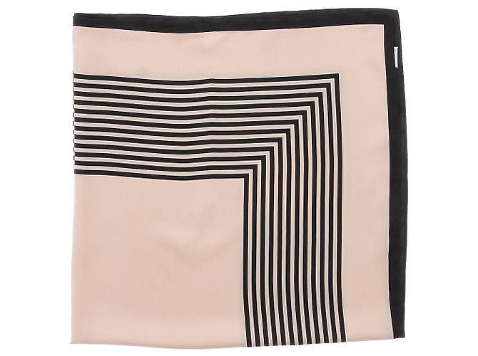 Autre Marque Foulard crema e nero in seta Beige - vista 2