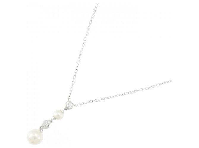 Collana in oro bianco K18 con perle Akoya Mikimoto Argento - vista 2