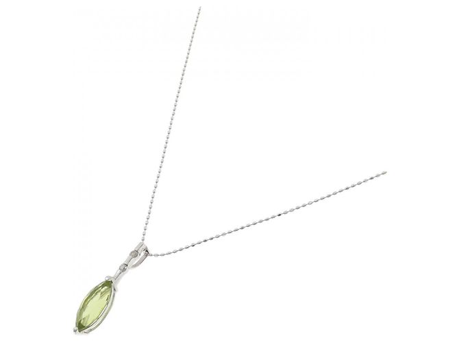 Autre Marque Collana in oro bianco Au750 con peridoto e diamanti Argento - vista 2
