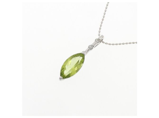 Autre Marque Collana in oro bianco Au750 con peridoto e diamanti Argento - vista 3