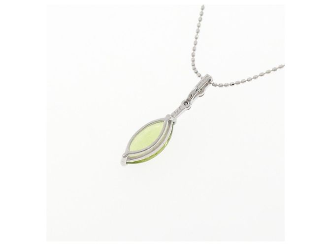 Autre Marque Collana in oro bianco Au750 con peridoto e diamanti Argento - vista 4