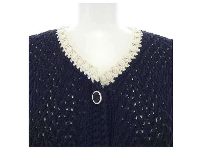 Cardigan lungo Chanel nero e bianco - vista 6