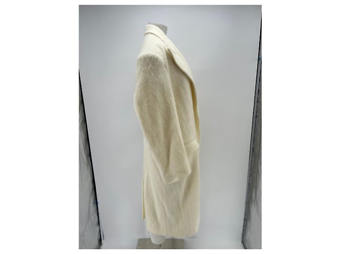 Autre Marque Blazer largo ecru de lana Beige - vista 3