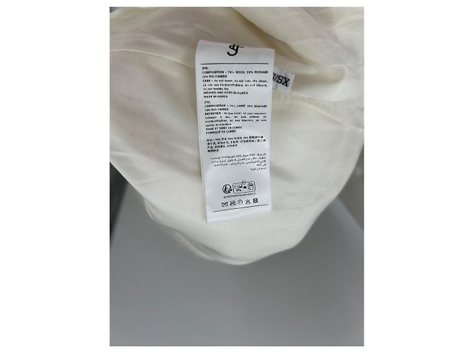 Autre Marque Blazer largo ecru de lana Beige - vista 7