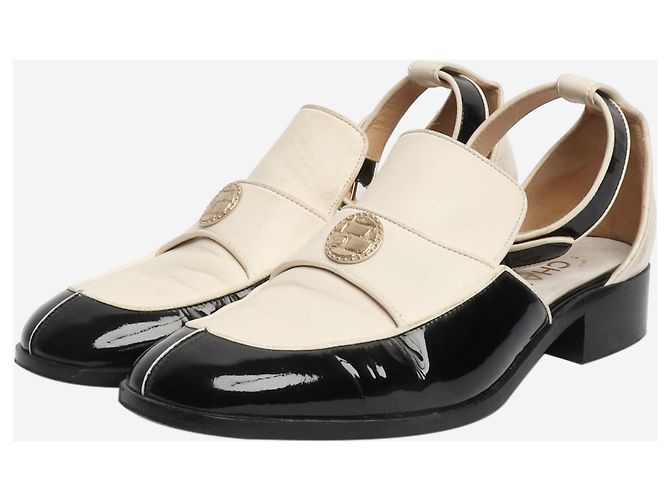 Chanel Mocassini in pelle crema e nera primavera 2015 - taglia EU 38 Crudo - vista 2