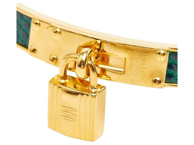 Bracciale Kelly di Hermès con motivo a lucchetto D'oro Verde - vista 3